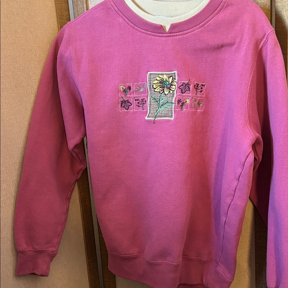 Shenanigans Floral Appliqué Sweatshirt Small